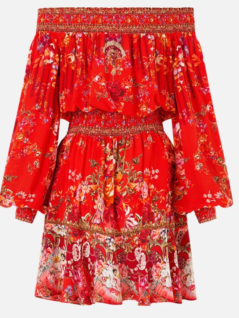 AUTH WOMEN’S CAMILLA OFF SHOULDER SHORT DRESS IN OLÉ OLÉ SZ XXS - Picture 8 of 14